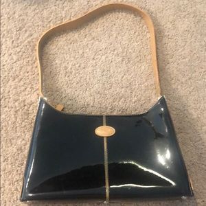 Faux patent leather black bag